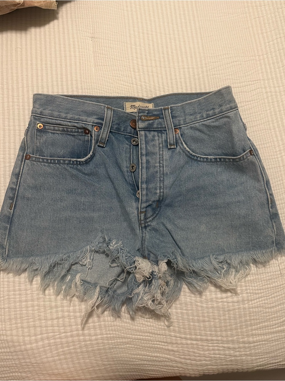 Madewell Light Blue Frayed Denim Shorts